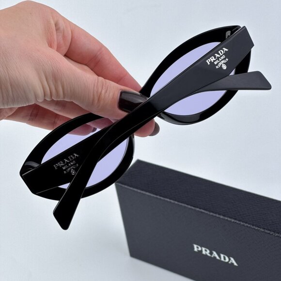 Prada PR26ZS 16K40J BRAND NEW Sunglasses Black Violet Oval Women - Picture 2 of 9